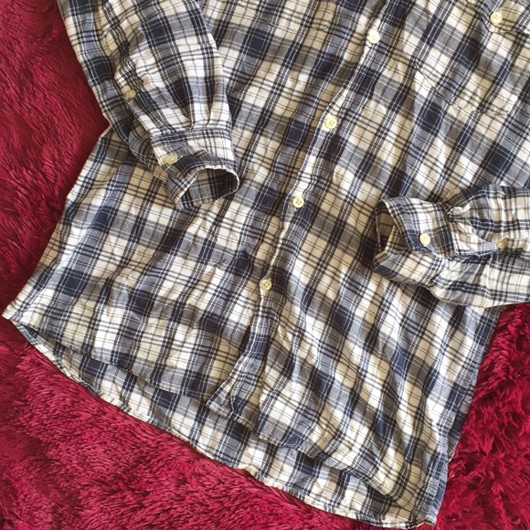 Siegfried Vintage navy white plaid button up shirt - Picture 3 of 8